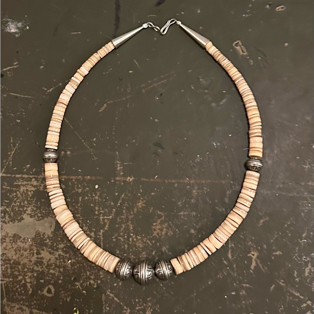 Hand Crafted Unique Earth “One of a Kind” Natural Shell & Sterling Silver Choker